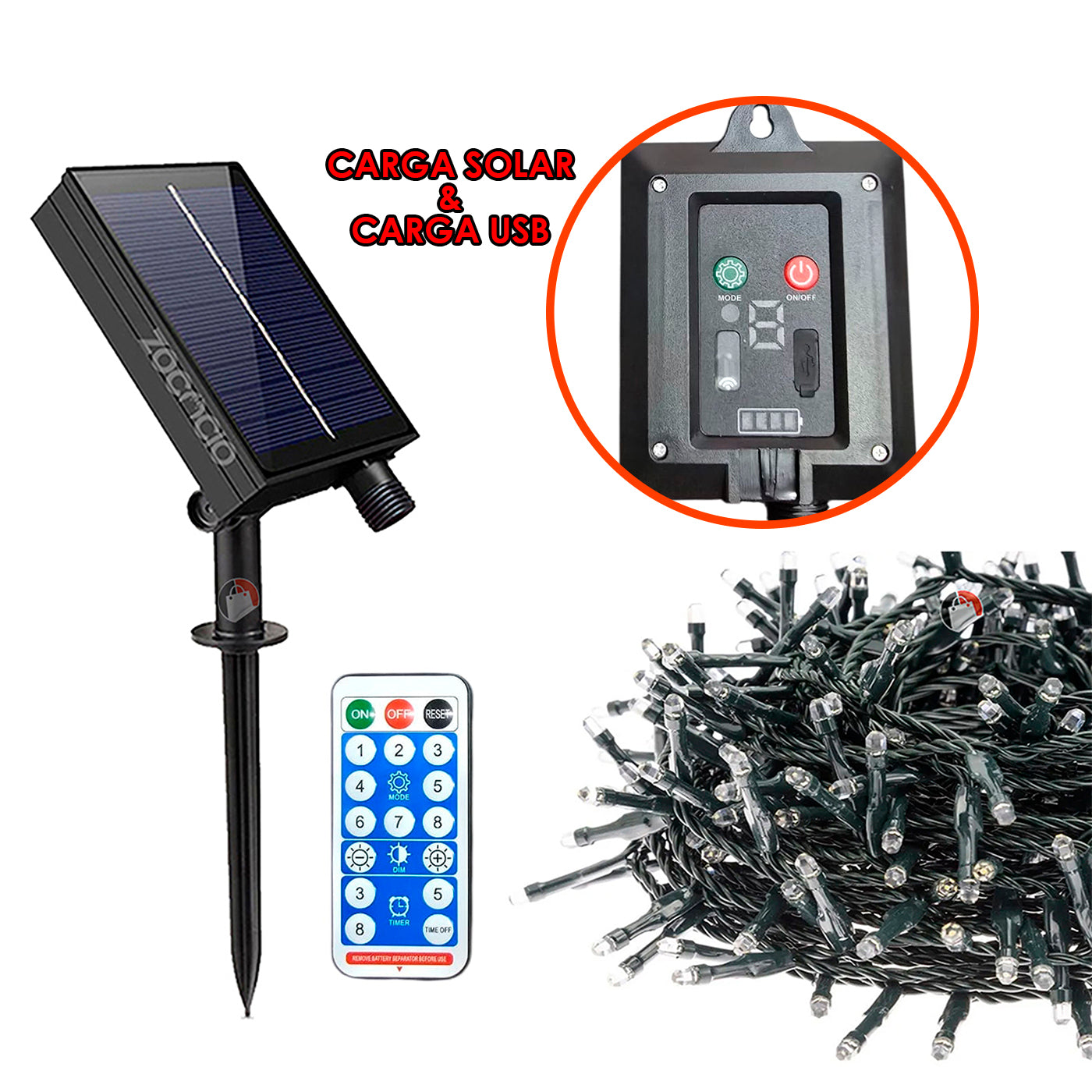 Luces Navidad Energía Solar Prem — 200 LED