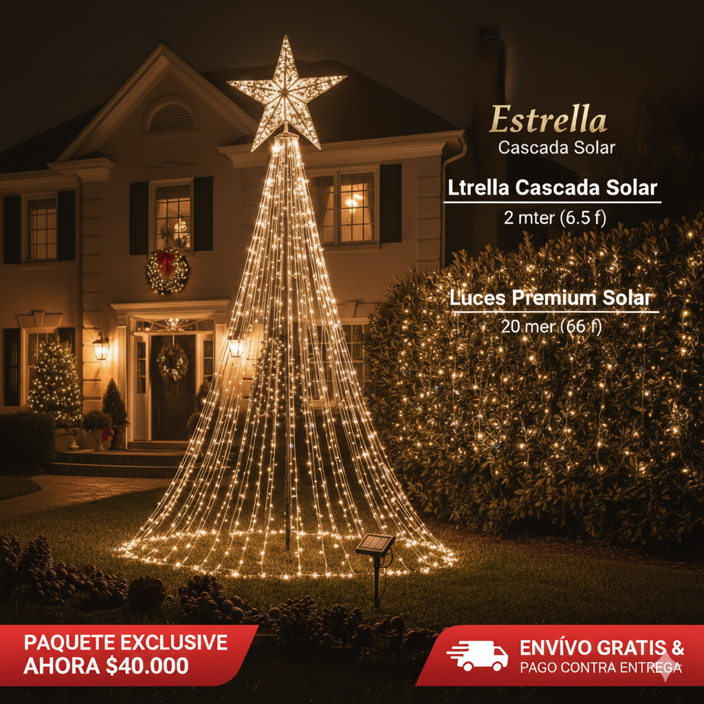 PAQUETE NAVIDEÑO EXCLUSIVO: 1 Cascada + 1 Luces Premium 200 LED