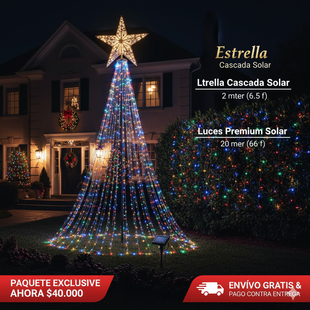 PAQUETE NAVIDEÑO EXCLUSIVO: 1 Cascada + 1 Luces Premium 200 LED