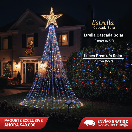 PAQUETE NAVIDEÑO EXCLUSIVO: 1 Cascada + 1 Luces Premium 200 LED
